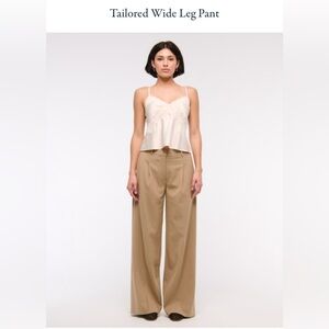 Abercrombie Light Brown Tailored Wide-Leg Trousers